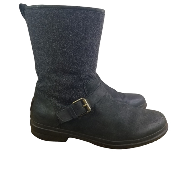 Ugg Robbie wool leather dark charcoal mid calf boots - Picture 1 of 14